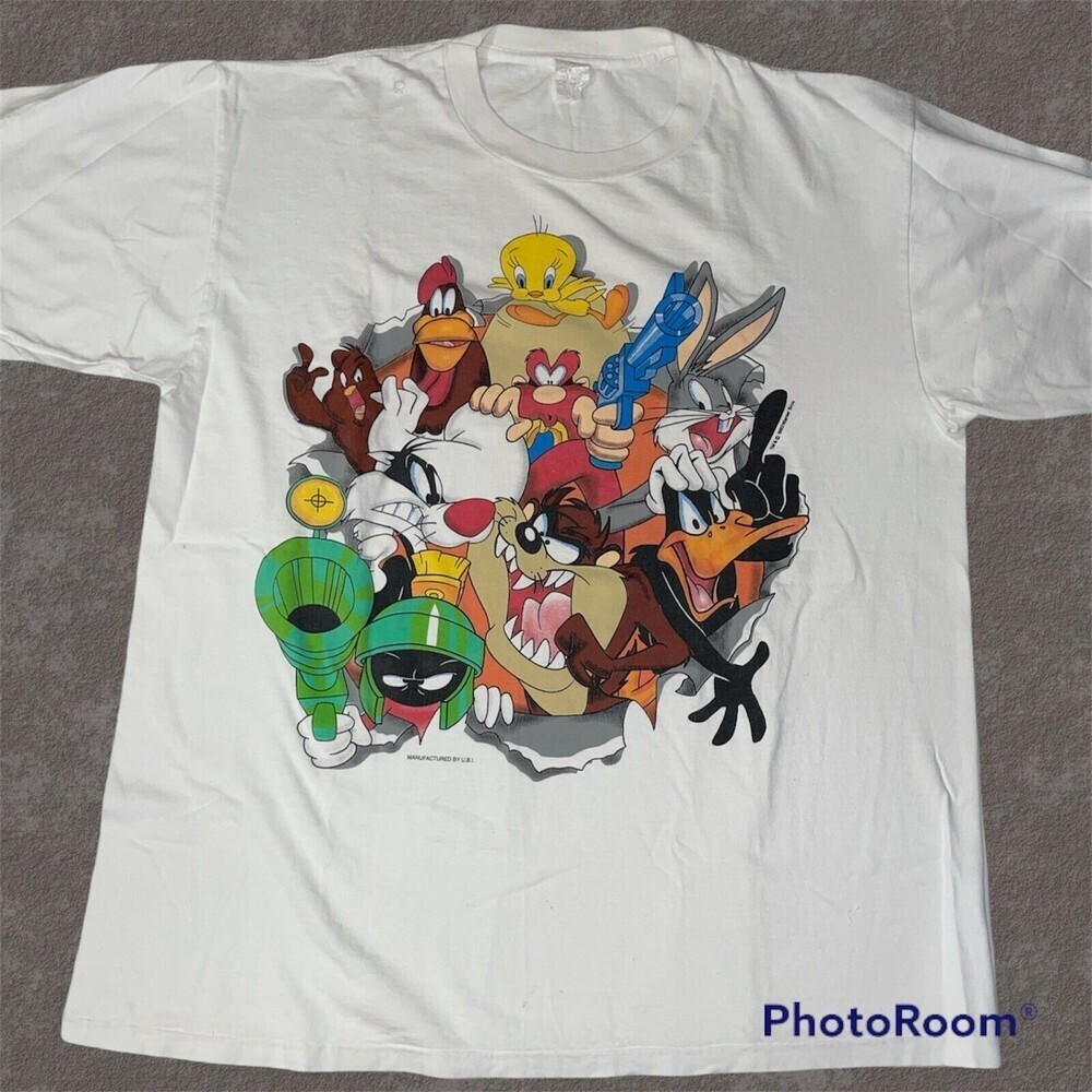 Vintage 1993 Looney Tunes Warner Bros Gang/squad  T Shirt Single Stitch XL